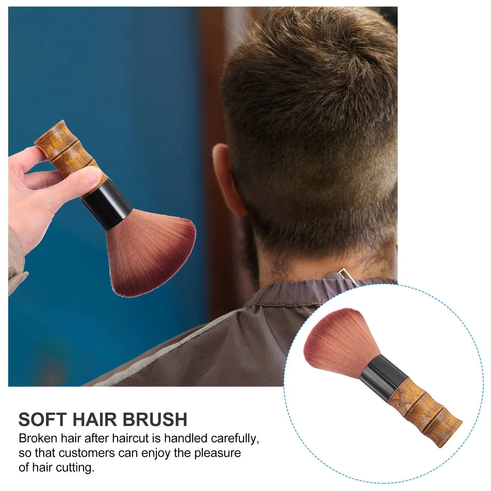 

1pc Soft Scanning Brush Good Elasticity Wooden Handle For Cleaning Hair Dust Broken Hair Removal Tool Salon Neck Duster Brush