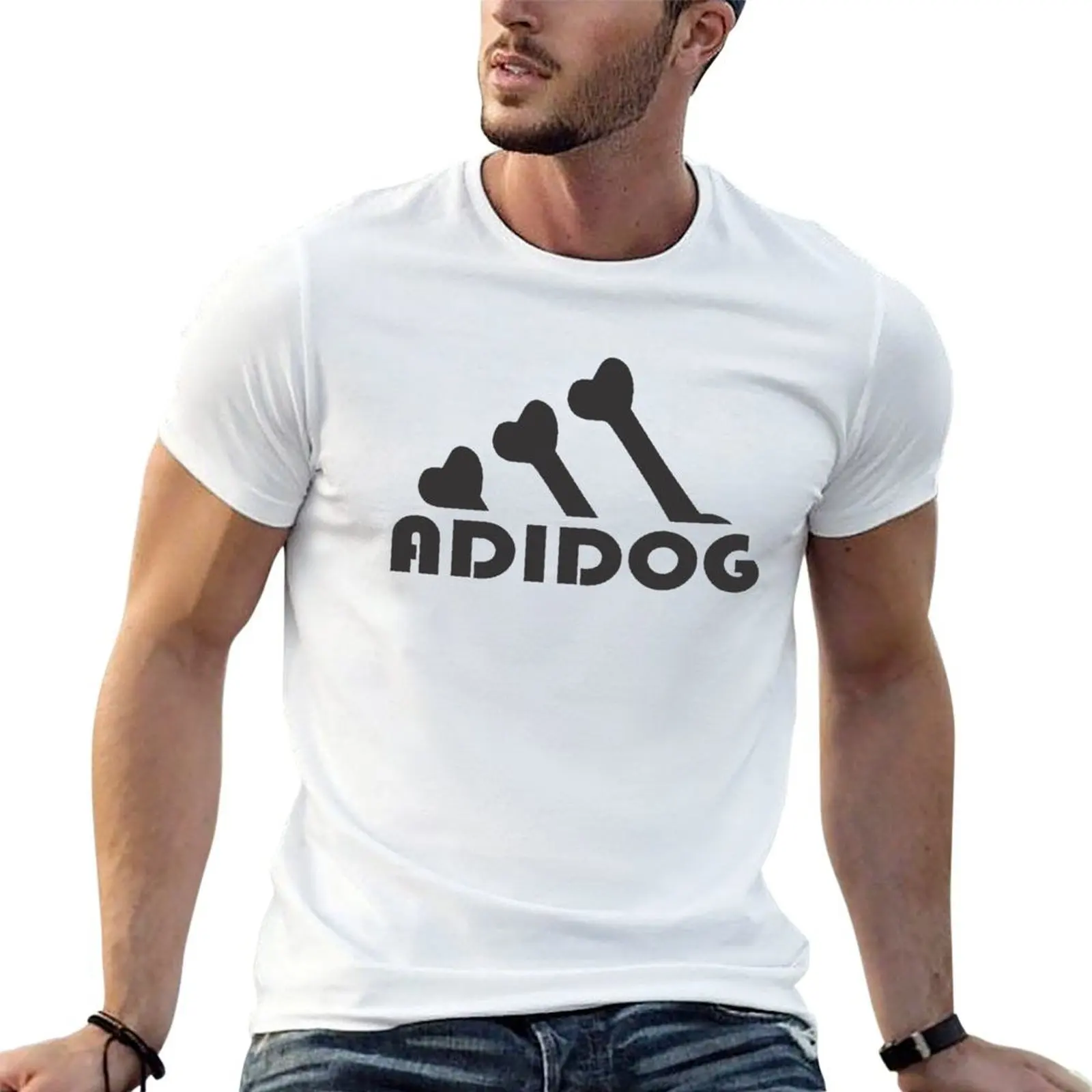 Camiseta Vector Bone Adidog de Algodão, Camisetas de Alta Qualidade para Homens, Camisetas Engraçadas de Algodão para Homens, Camiseta Casual