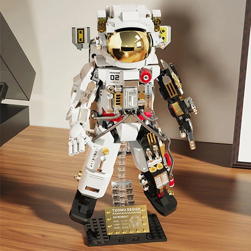 

Semi mechanical Astronaut Building block Space and Aerospace Mech robot Creative assembly puzzle ornament toy boy gift