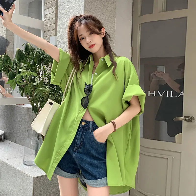 

Women's Summer Polo Collar UPF Sun Protection Loose Short Sleeve Shirt Casual Elegant Comfortable Lightweight Easy Care