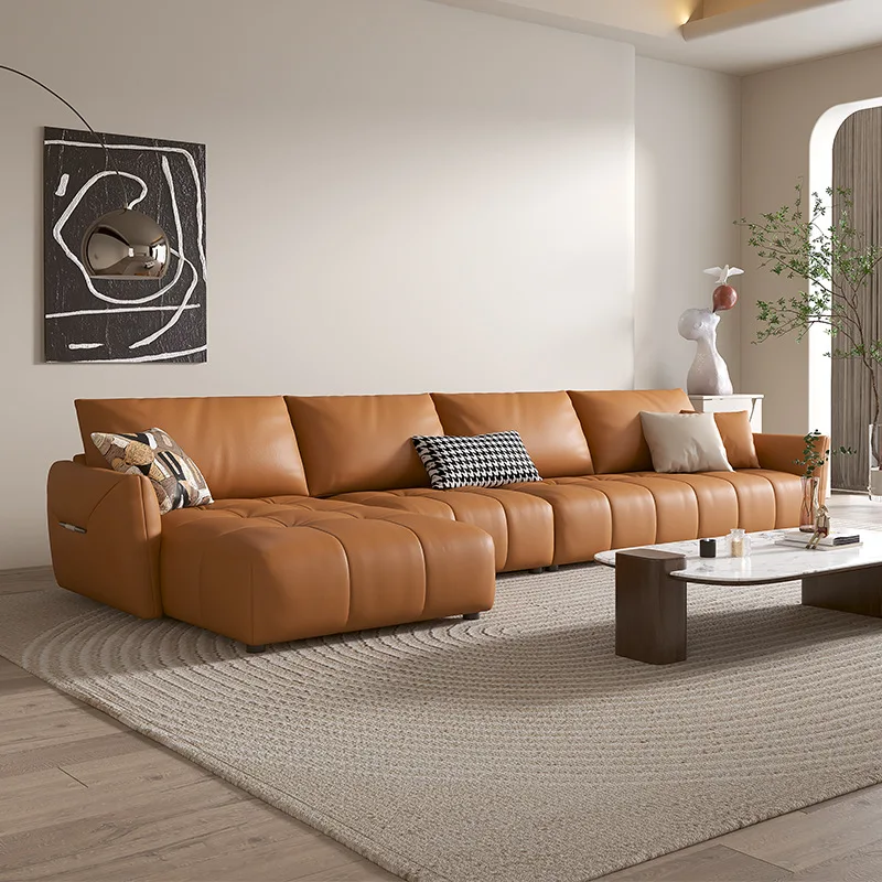 Living Room sofa, Medium And Small Apartment  Corner Combination Latex Leather Sofa