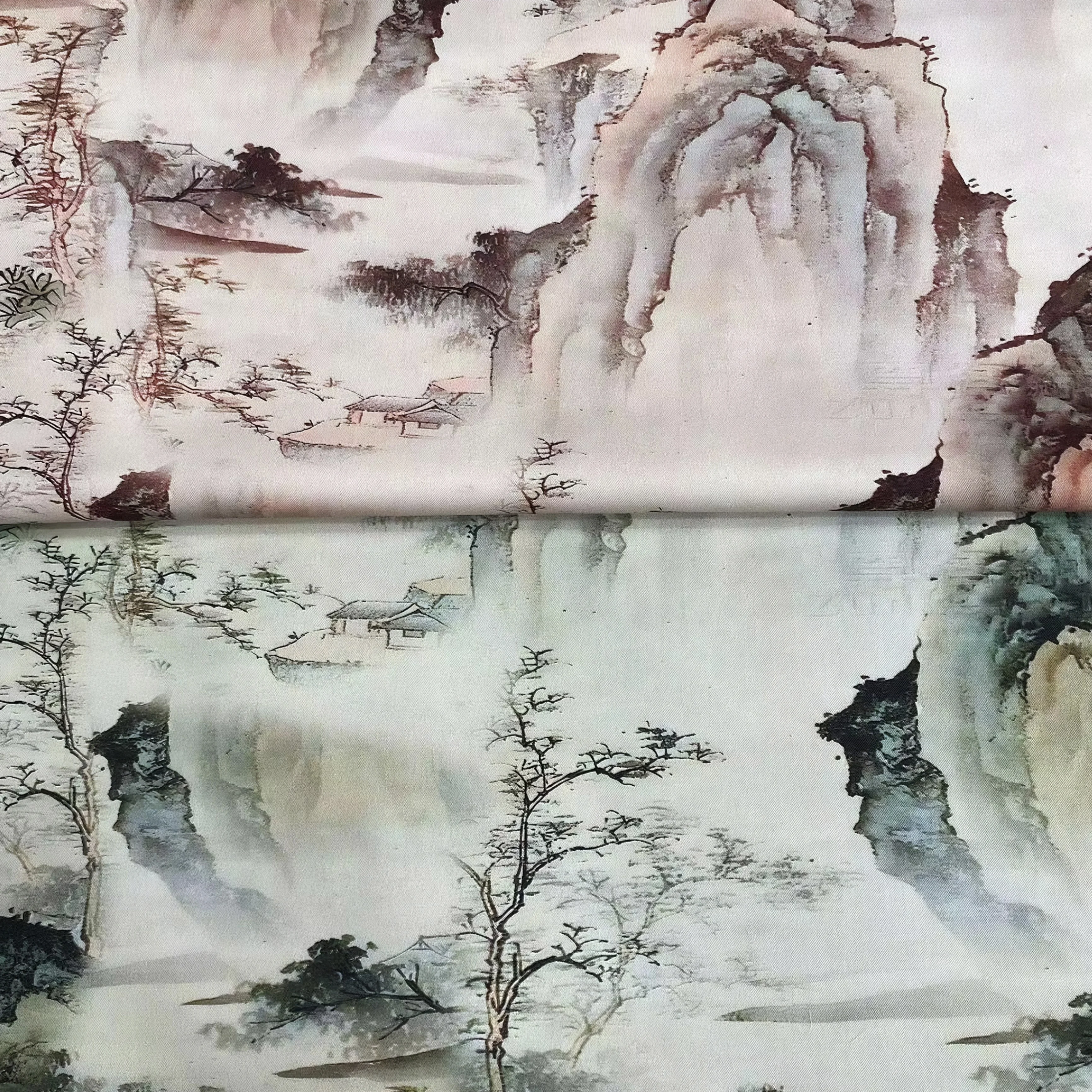 

Exquisite Chinese Style Landscape Themed 100% Cotton Fabric Ideal for Home Decoration with Intricate Ink wash Painting Patterns