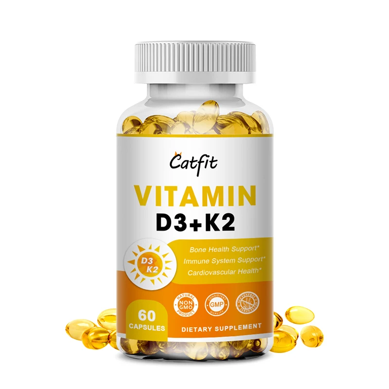 

Catfit D3K2 Vegetarian Capsules Support Bone&joint Health Calcium Absorption Prevent Osteoporosis Beauty Health Free Shipping