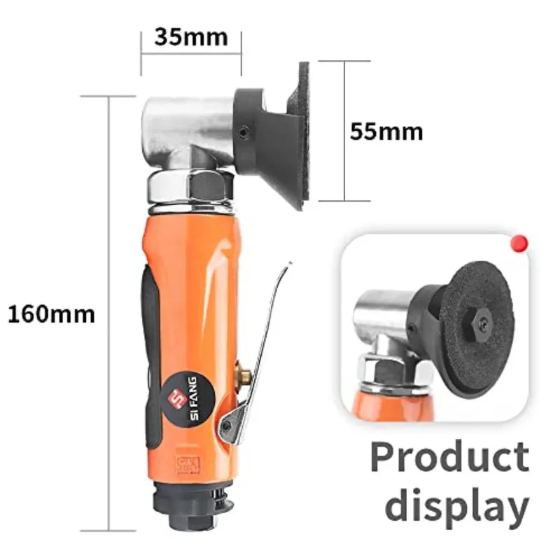 Pneumatic 2-Inch Mini Air Angle Grinder Cut Off Tool with 3Pcs 2'' Grinding Wheels in Silver for Efficient Metal Cutting and Gr
