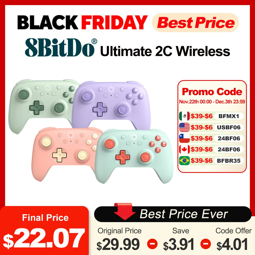 8BitDo - Ultimate 2C Wireless 2.4G Gaming Controller Gamepad for PC, Windows 10, 11, Steam PC, Raspberry Pi, Android