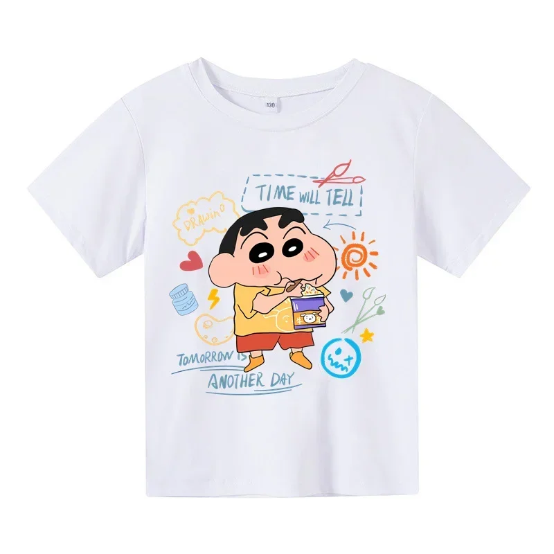 2024 cartoon crayon Xiaoxin short-sleeved T-shirt children's clothing girls' clothing boys' clothing baby clothing summer sports