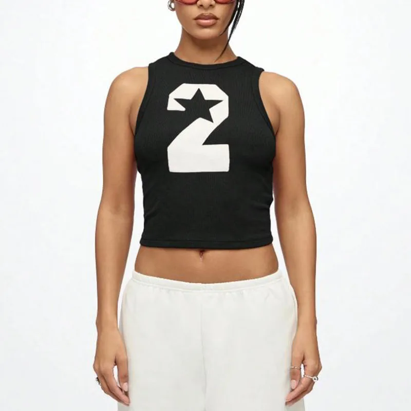 

2025 Summer New Women's Vest Top! Oversized Number Print, Minimalist Trendy Hot Girl Style, Slimming