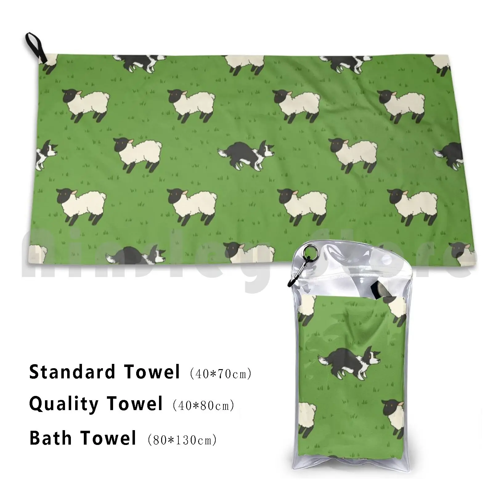 Come Bye-B&w Dog And Black Sheep Bath Towel Beach Cushion 37 Sheepdog Border Collie Border Collies Herding