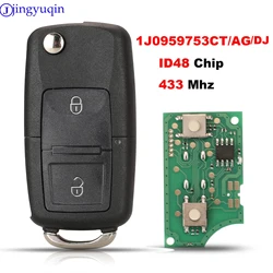 Jingyuqin Chiave A Distanza Per Auto Per VW Bora Golf Polo Passat Touran Seat Skoda 434 MHz ID48 Chip 1J 0959753 AG/1J 0959753 CT/1J 0959753 DJ