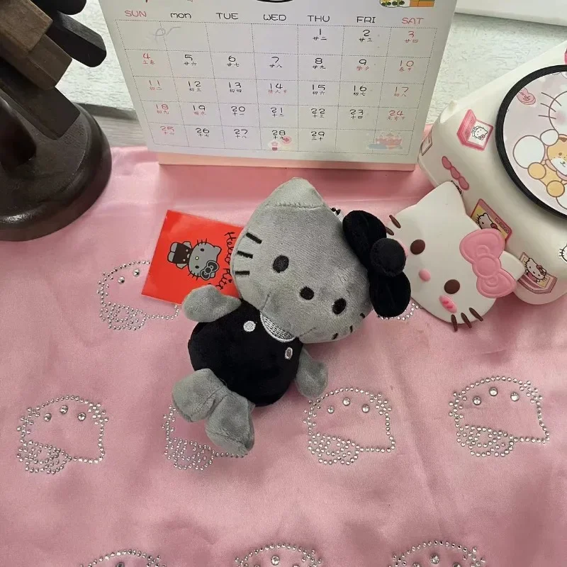 kawaii Natale Hello kitty 50° anniversario grigio antracite Ciondoli per sacchetti di peluche Sanrio Kitty Peluche Portachiavi Ciondolo Regalo