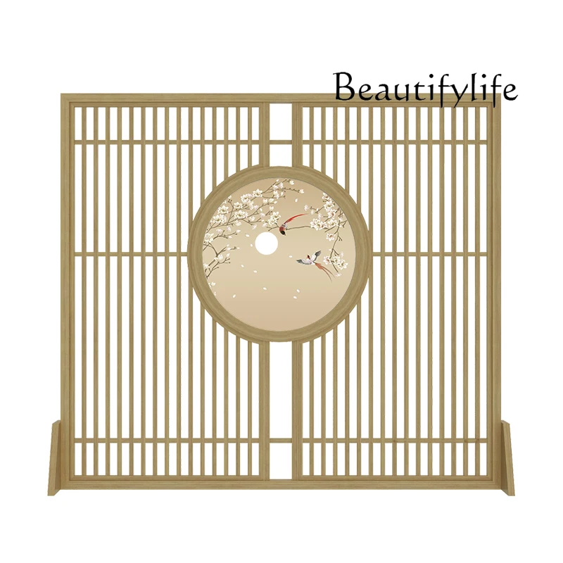 

Screen partition living room solid wood entrance fence new Chinese hotel modern craftsmanship tenon and mortise movable seat