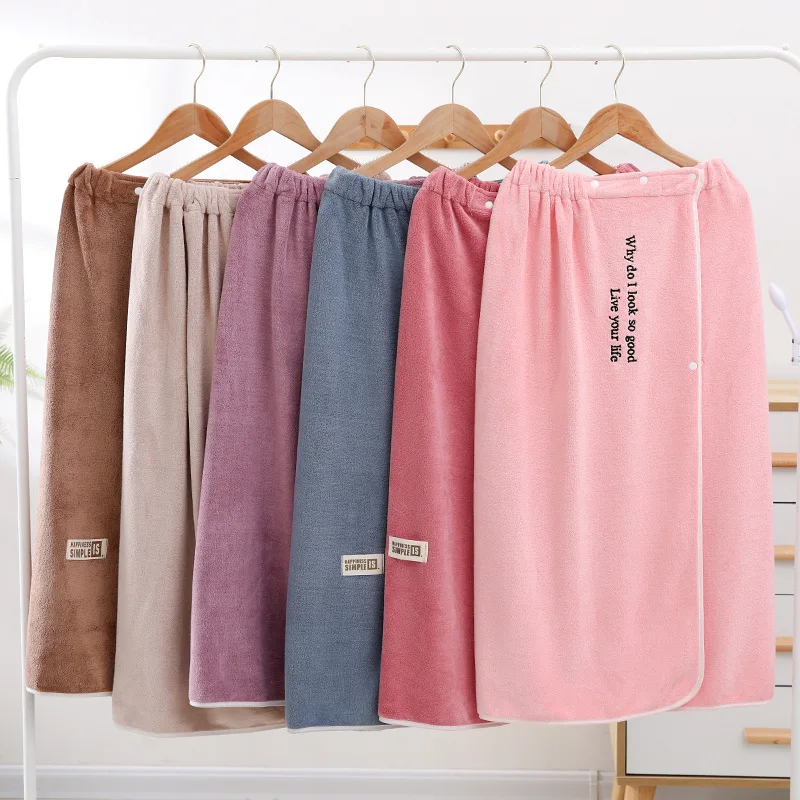 Women's Bath Robe Thick Coral Fleece Non-shedding Water Absorbent Strapless Quick Dry Bath Towel Polyester Fiber Home Textile