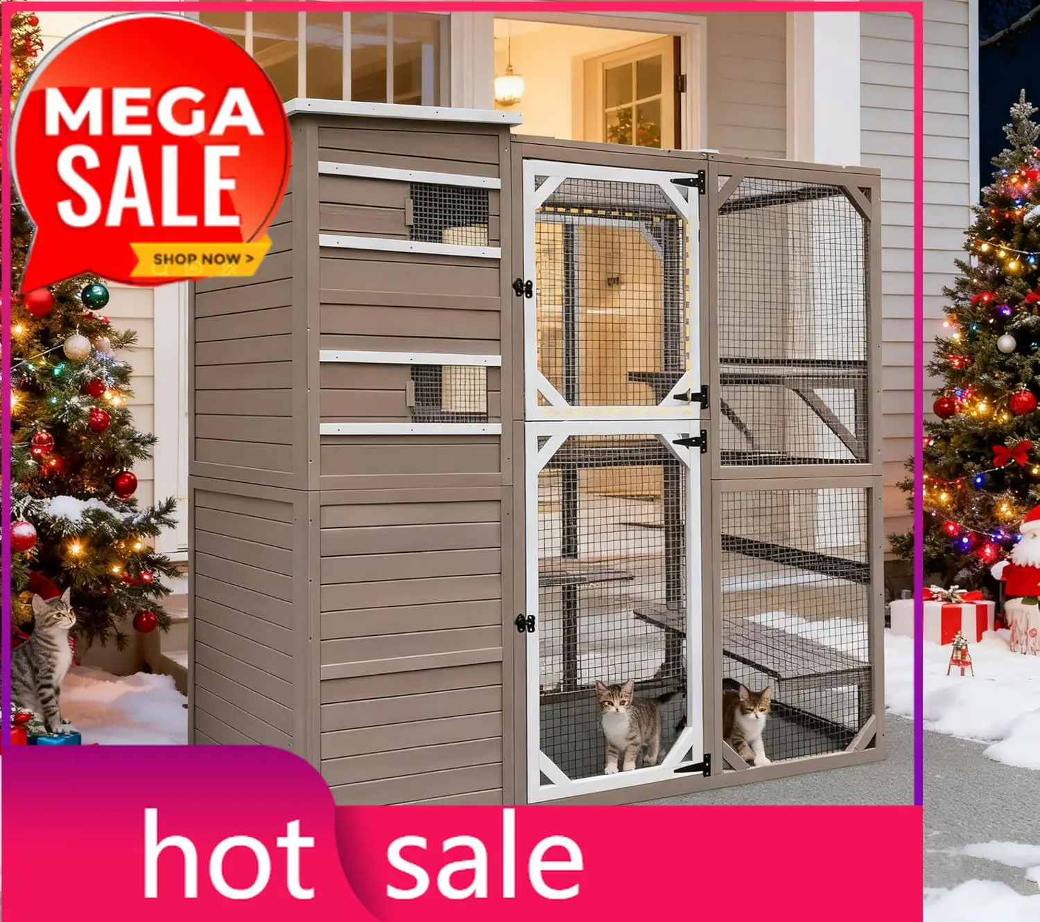 

Уличный вольер для кошек Catio, большой домик-клетка для кошек, комнатный манеж-убежище для кошек с многоуровневыми платформами, водонепроницаемый