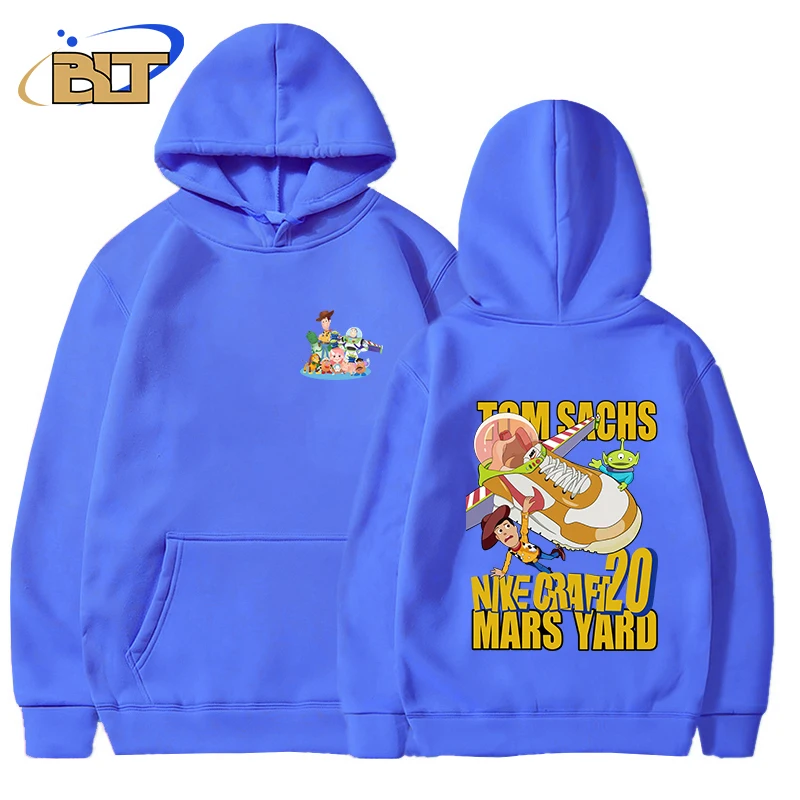 

Toy Story Printed Men's Autumn and Winter Hooded Fleece Sweater Blue Loose Top