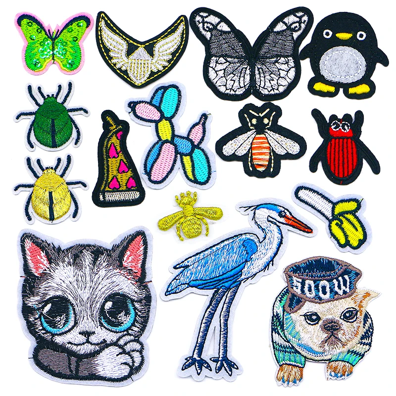 Kawaii Letter Bear Patch Sew on Patches Cartoon Badges Appliques for Clothing - Spider Dog Cat Butterfly Bee Banana Designs