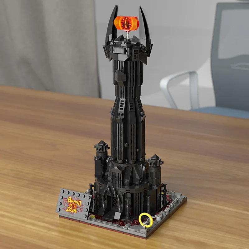 MOC-Black Devil Tower Building Block Sets, Fortaleza Mágica Criativa, Tijolos de Castelo, Brinquedos para Colecionador, Presente para Crianças, Anéis, Novo, Preto