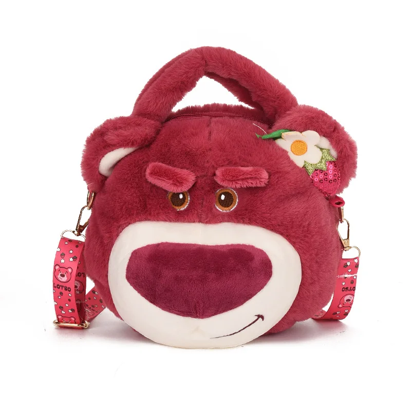 Disney Toy Story Lotso Coin Purse Crossbody Bag Cute Plush Shoulder Bag Cartoon Satchel Girl Student Bear Handbag with Zipper