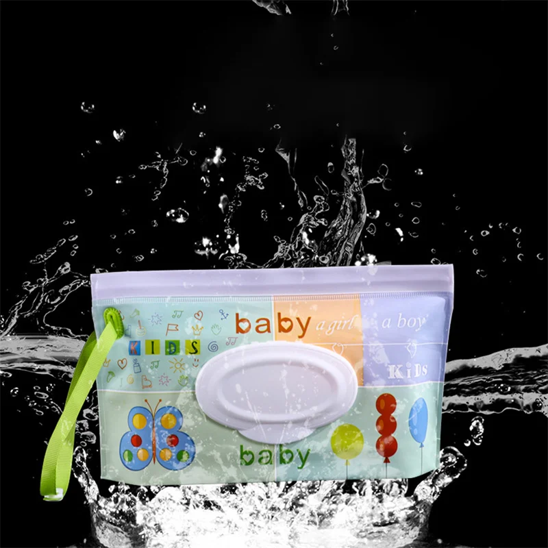 EVA Baby Wet Wipe Pouch Portable Wipes Holder Case Flip Cover Snap-Strap Reusable Refillable Cosmetic Pouch Useful Tissue Box