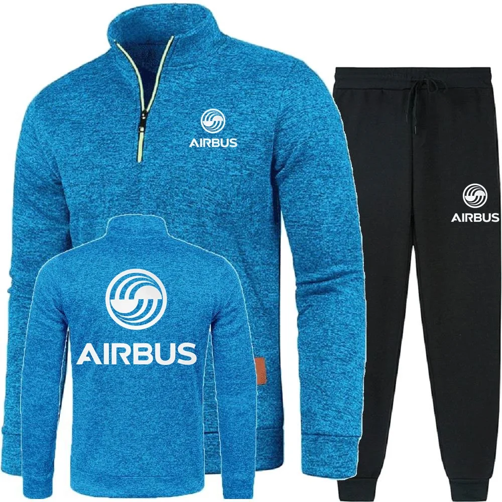 Picture 3: Men 2Pcs Sets Hoodies Pants Sweatshirts Half Zipper Soft Fleece Turtleneck Sweater AIRBUS AVIATION Flight Airbusfan A320