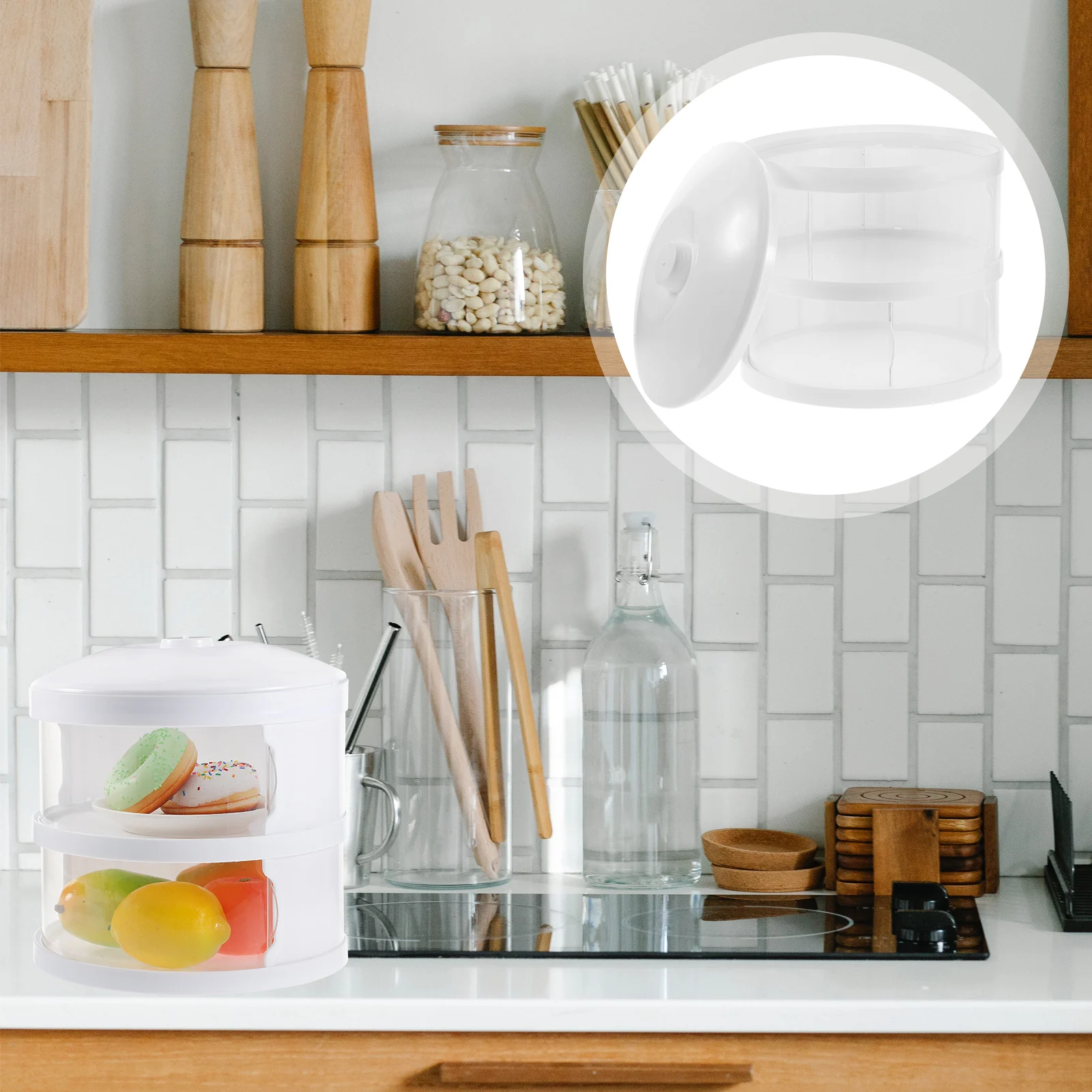

1Pc Stackable Food Protector with Independent Sliding Door Fresh-Keeping Dish Cover Kitchen Accessory