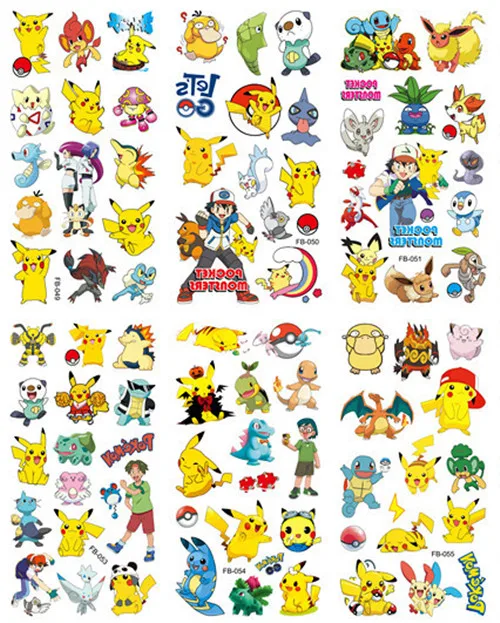 12pcs/bag Pokémon tetováló matricák Vízhatlan esőköpény aranyos pikachu matrica Mulatságos Gúnyrajz gyerekeknek lányok karácsonyi szülinapi Adomány Jutalmazás Gyermek-