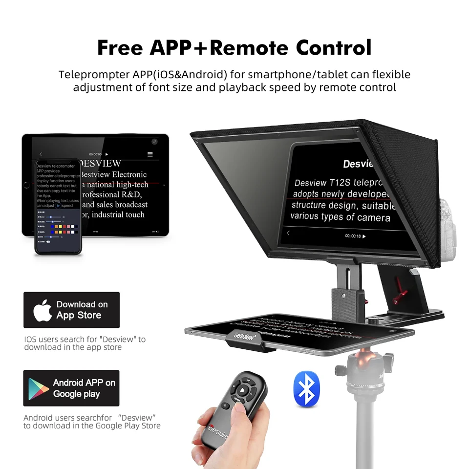 كاميرا Desview T12S مقاس 12.9 بوصة DSLR، جهاز تحكم عن بعد بلوتوث لمقابلة البث المباشر