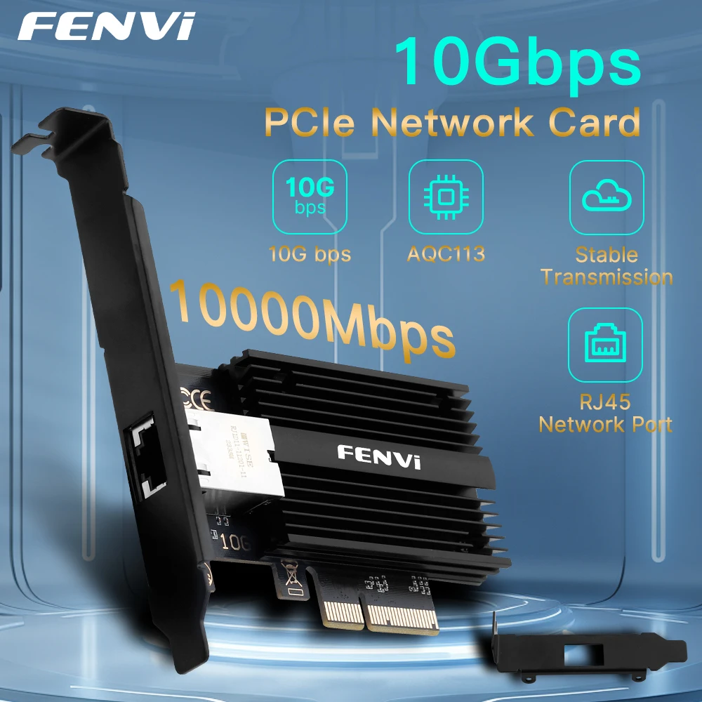 FENVI 10Gbps PCIE do RJ45 Karta sieciowa Marvell AQC113 Gigabit Ethernet PCI Express LAN Adapter 10000Mbps do komputera stacjonarnego Win10/11