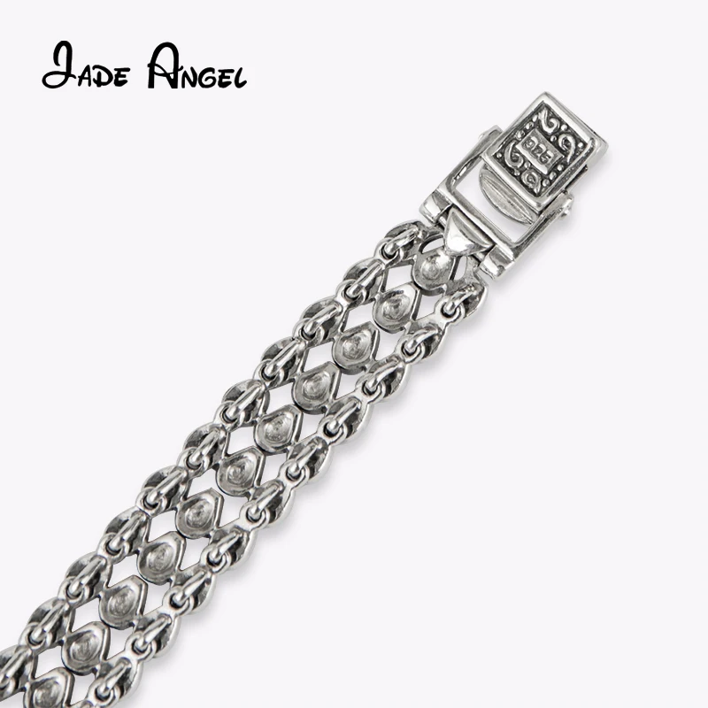 Women Thai 925 Sterling Silver Wrist Watches Fine Jewelry Real Pure Silver Watches Hollowed-out Drop-shape Bracelet for Festival