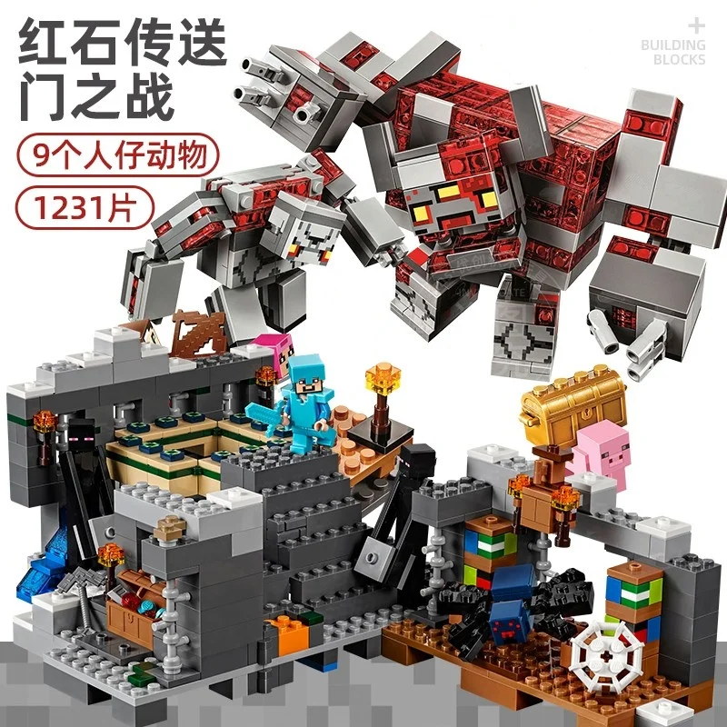 571pcs Fit21124 the end portal Mountain Cave Farm Village building block  Bricks Gift Toys for Children Kids