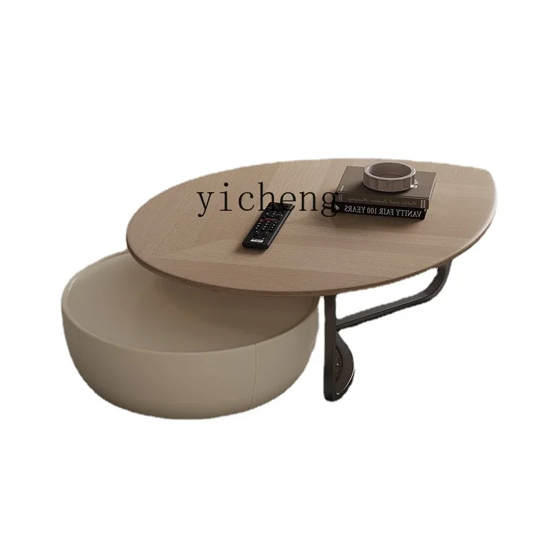 ZC Leaves Tea Table Modern Minimalist Small Apartment Living Room Home Cream Style Wood Color Combination Minimalist Tea Table