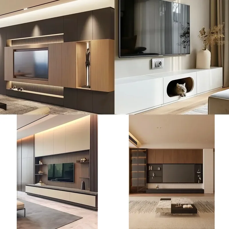 All Aluminum Metal TV Cabinet with Integrated Built in Locker Modern Minimalist Design Suitable for Living Rooms