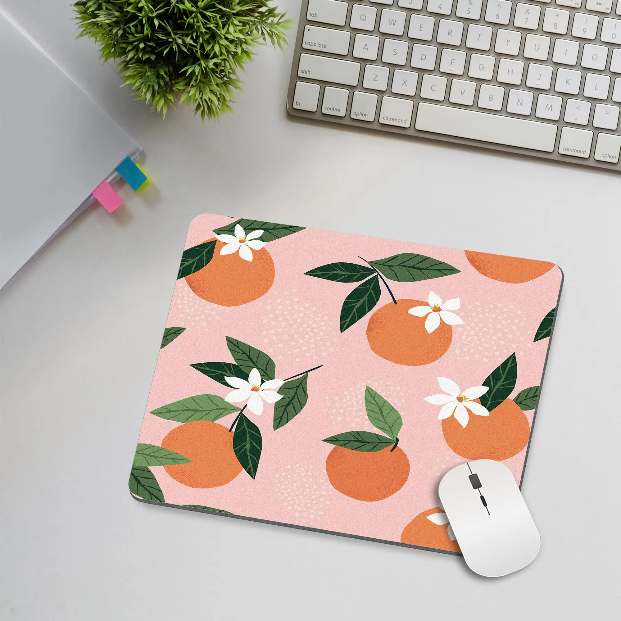 Alfombrillas de ratón cuadradas con estampado naranja Vintage, alfombrilla de ratón para juegos con borde de bloqueo, alfombrilla para teclado, alfombrilla de escritorio de 30x25cm