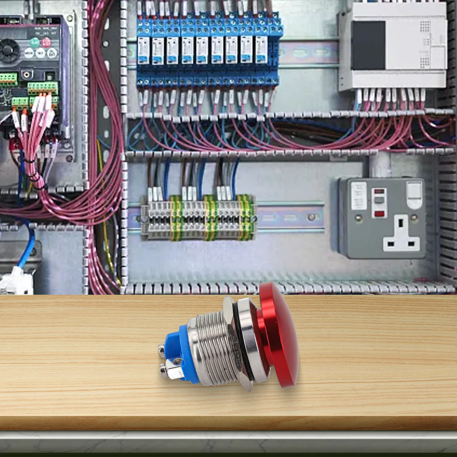 Push Button Switch Stainless Steel Metal Push Button Switch Momentary Mushroom Button Switch Screw Feet Self-Reset