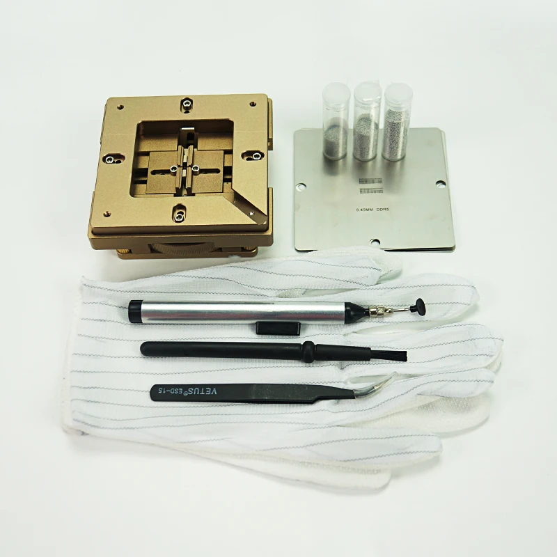 80/90 MILLIMETRI Universale di Tipo Rotante Reballing Jig 4 pz Stencil PS4 Kit Sfera di Saldatura ESD Anti-Slip Pinzette Pennello Penna di Aspirazione A Vuoto