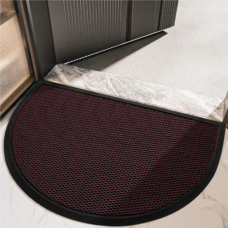 Half Round Door Mat Non-Slip Rubber Welcome Entrance Rug for Indoor Outdoor Low Profile Mat for Front Door, Porch & Entryways