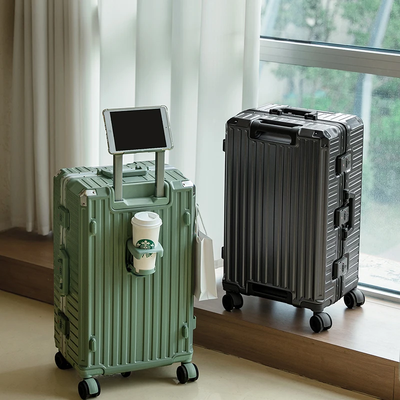 

Многофункциональный чемодан с держателем для телефона, алюминиевый каркас + чемодан для ПК, дорожная кабина, НОВАЯ мужская и женская переноска 20/28 дюймов 캐리어