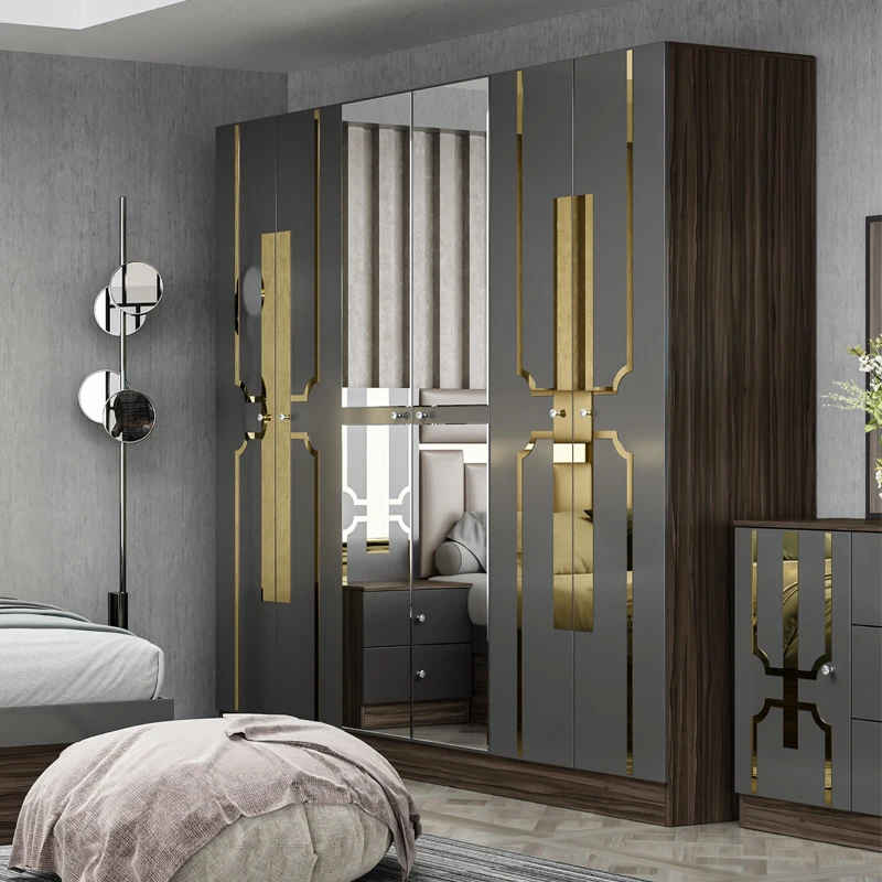 &Foshan Wholesale Price King Size Wooden Leather Bed Room Home Modern Luxury Cheap Full Mdf Bedroom Furniture Set - view 4