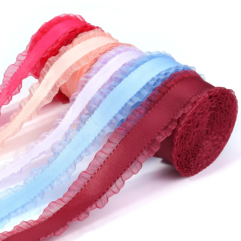 Ruban de Satin en forme de jupe, nœud pour cheveux, cadeau en dentelle, accessoires de couture de mariage, rideau de nappe, décoration DIY, 5 mètres/rouleau