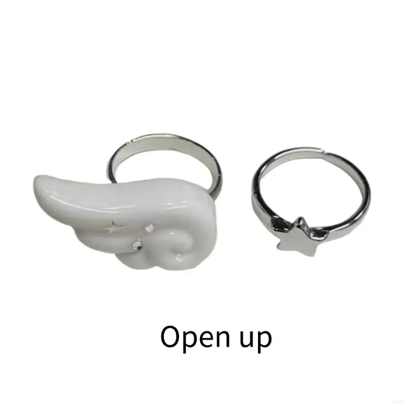 2025 Novas 2 peças estrela e anjo anéis