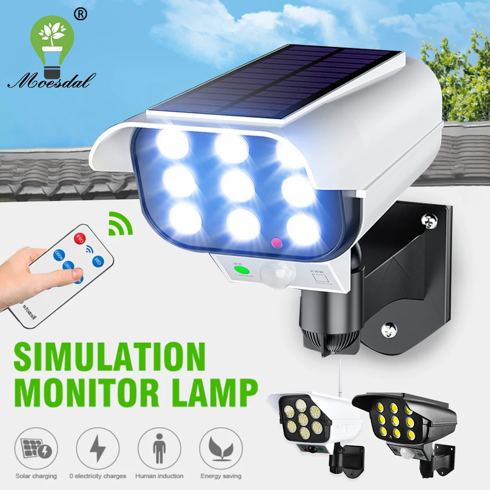 

LED Solar Sensor Wall Light Waterproof Outdoor Motion Sensor Simulation Surveillance Camera Light Garden Door Front Road Stairs