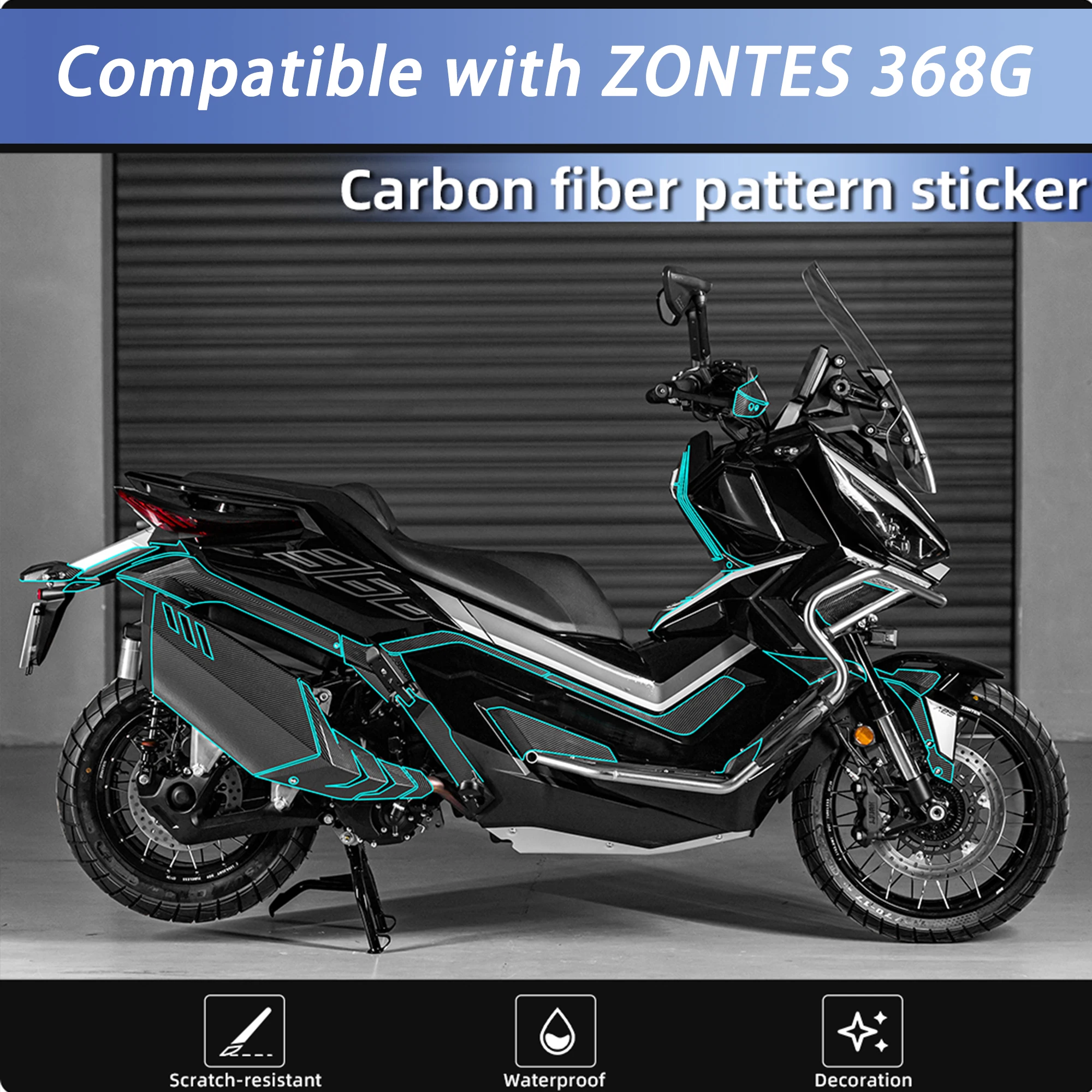 Compatible with 2024 Zontes 368G Carbon Fiber Fuel Tank Sticker Waterproof Anti‑Scratch Body Protector Decal Modification Access
