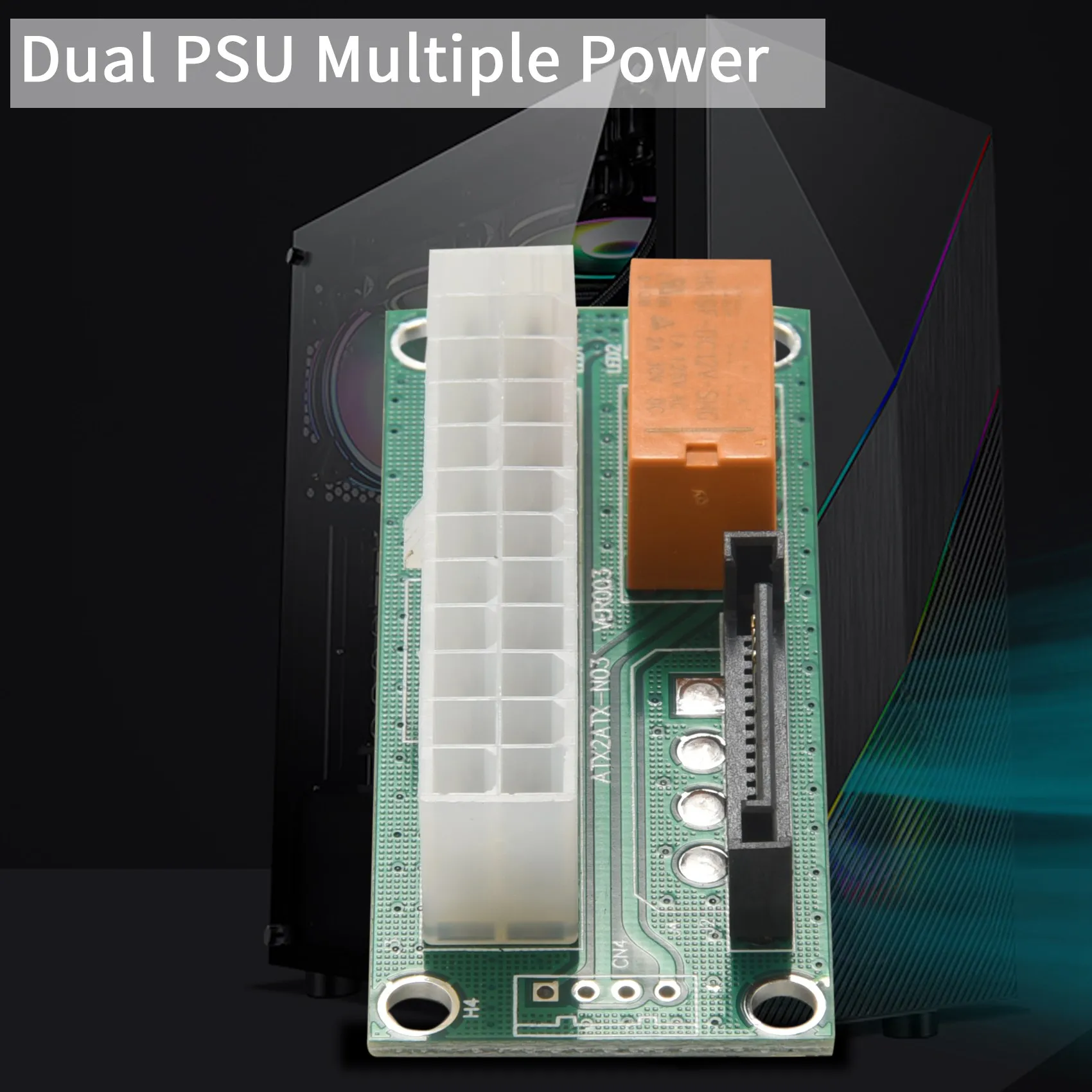 لوحة طاقة SuperDeals مزدوجة PSU محول إمداد طاقة متعدد Add2Psu مع موصل Sata ATX 24Pin إلى 4Pin لمنجم Bitcoin