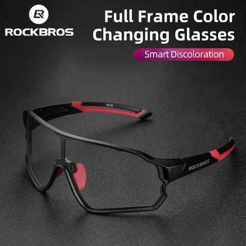 Imagen 2 del producto ROCKBROS-gafas fotocromáticas para bicicleta para hombre y mujer, lentes deportivas con montura grande, UV400, sin sol, ajustables