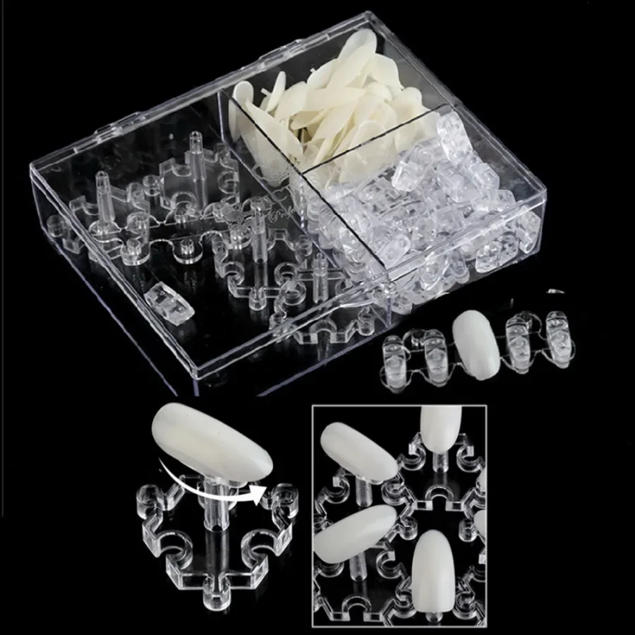 Detachable Nail Bracket Practice Base Rotating Cat's Eye  Press on Nail Display Tool Nail Bracket Display Stand Woth Storage Box