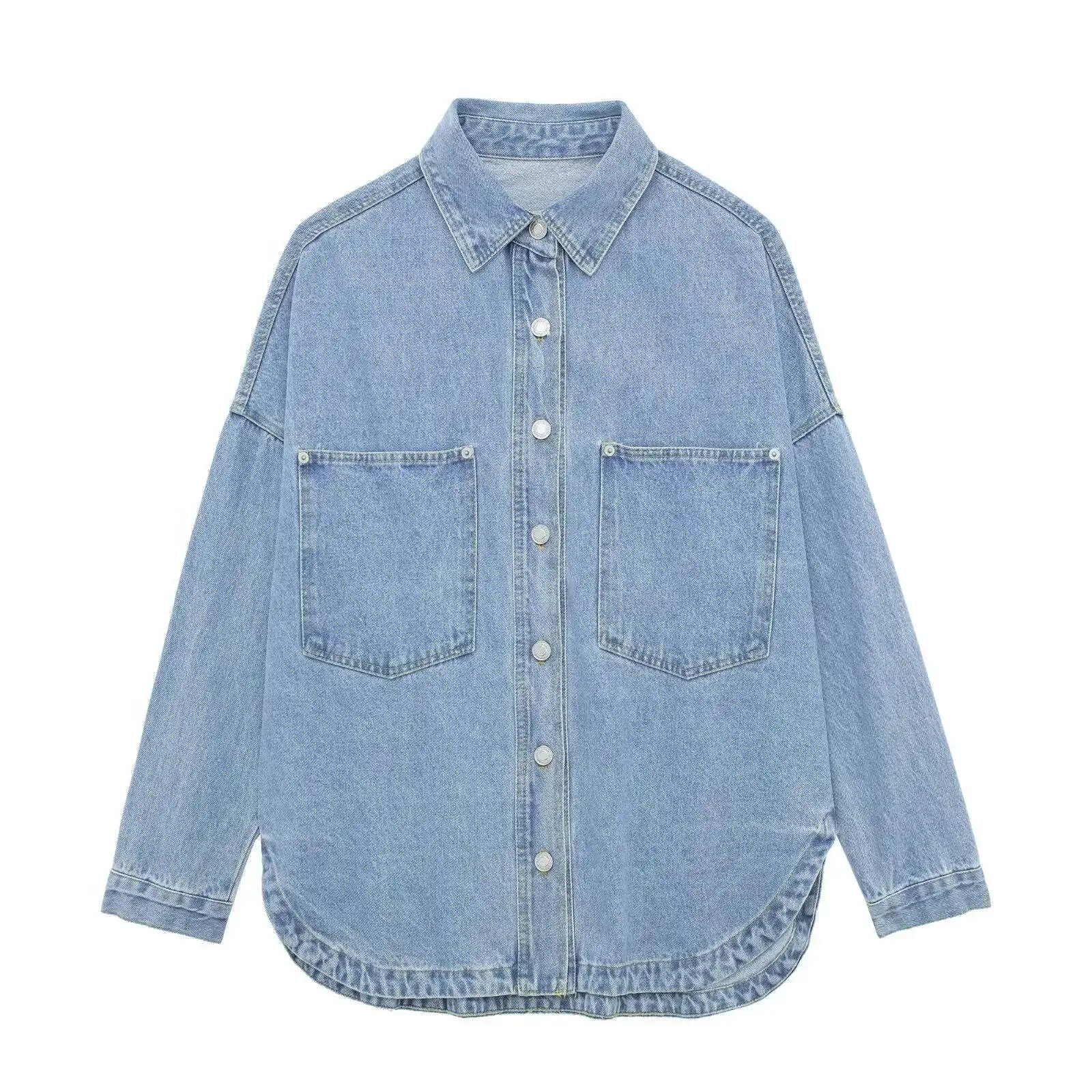 

Women Denim Jacket Long Sleeve Oversized Button Down Shirt Casual Loose Fit Streetwear Fashion Summer Outwear Jeans