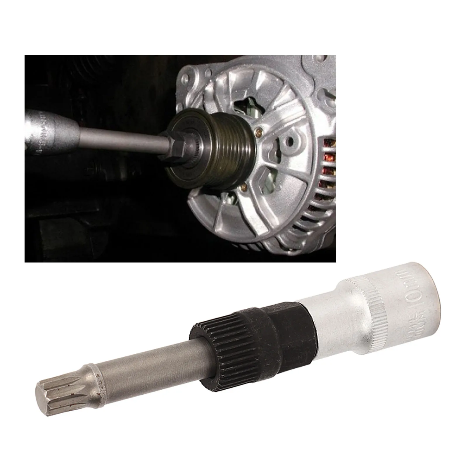

Alternator Wrench Alternator Pulley Socket Drill Bit 1/2 in Drive Generator Pulley Removal Wrench for Opel