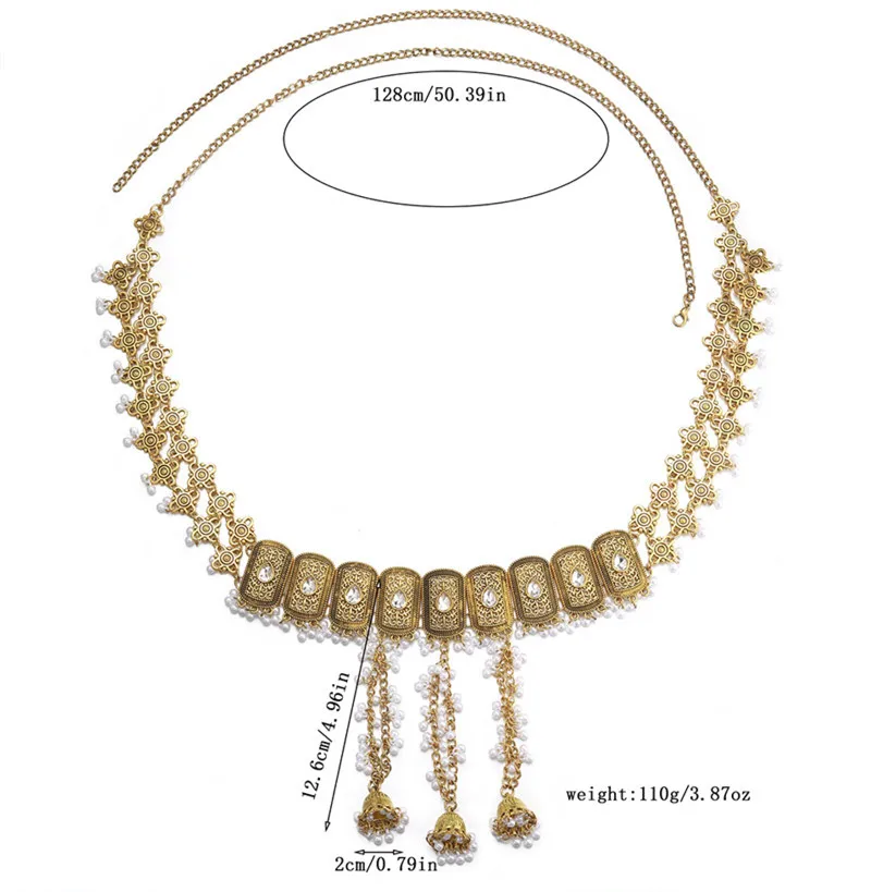 سلسلة البطن خمر للنساء مقلد حبات اللؤلؤ جرس مجوهرات للجسم العرقية اليدوية المرأة مجوهرات هدية احتفالية لصالح الحفلات