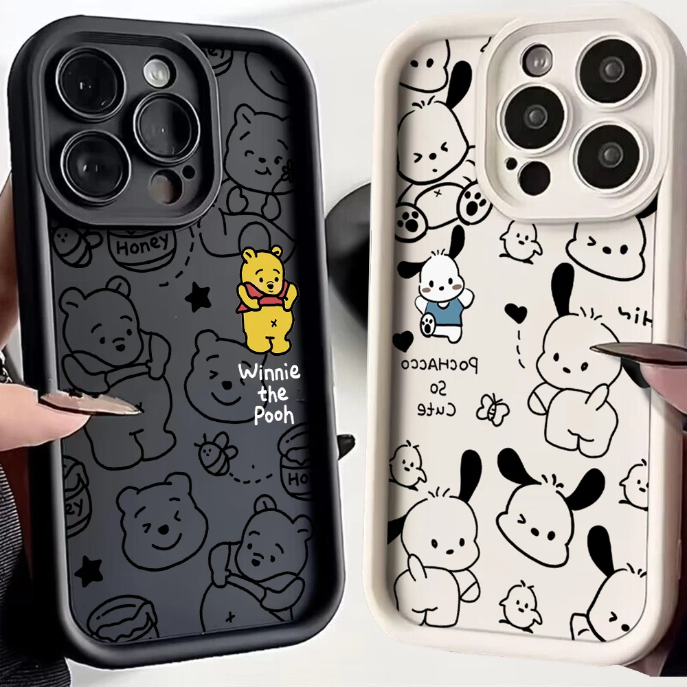 Winnie the Pooh Pochacco Phone Case for Huawei P20 P30 P40 P50 Mate 30 40 Pro Nova 7 9 10 SE Soft TPU Back Cover With Hand Strap