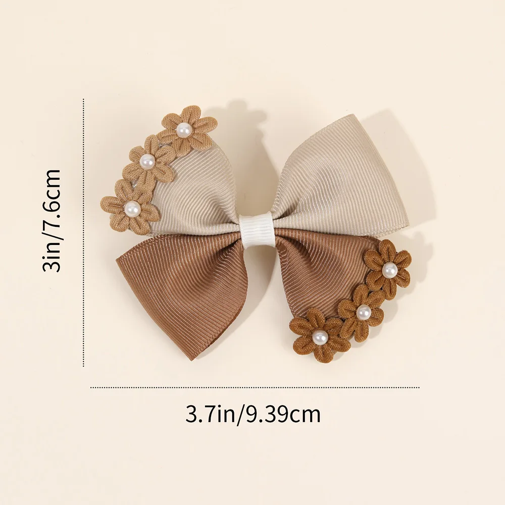 مقاطع الشعر الانحناء زهرة حلوة اكسسوارات لفتاة امرأة لطيف الوردي المرقعة الفرنسية اللؤلؤ الزخرفية دبوس الشعر الأطفال أغطية الرأس #4