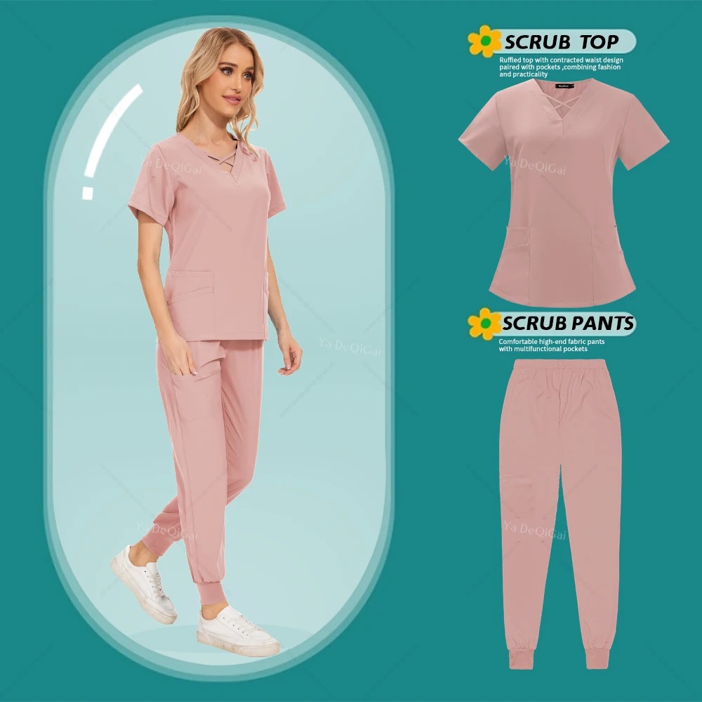 

Nurse Medical Uniforms Women Nursing Scrubs Sets Surgical Top Pants Clinical Accessories Dental Clinic Pet Lab Workwear